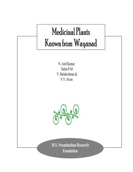 Medicinal Plants Known from Wayanad