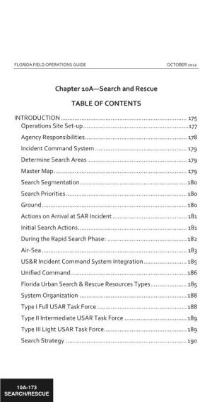Chapter 10A—Search and Rescue TABLE of CONTENTS