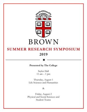 Summer Research Symposium 2019