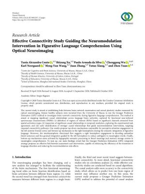 Research Article Effective Connectivity Study Guiding the Neuromodulation Intervention in Figurative Language Comprehension Using Optical Neuroimaging