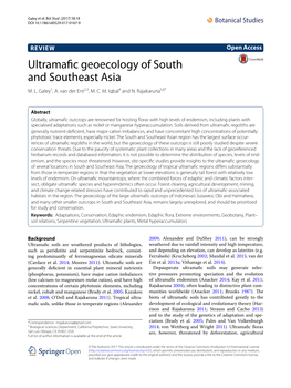 Ultramafic Geoecology of South and Southeast Asia M