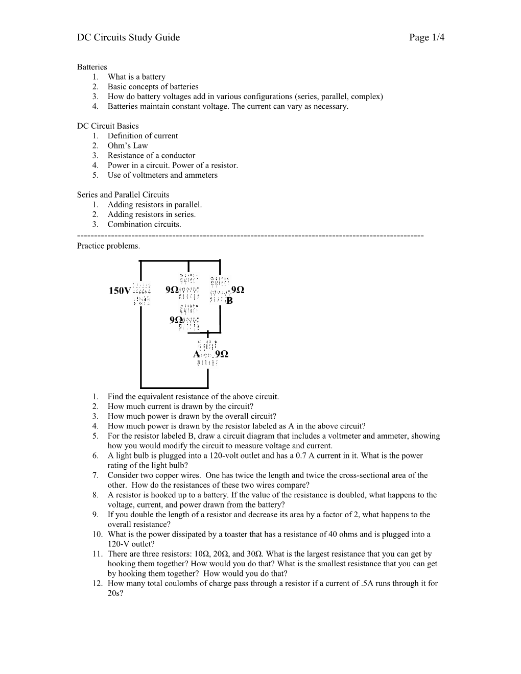 DC Circuits Study Guide Page 3/4