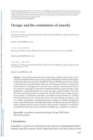 Occupy and the Constitution of Anarchy