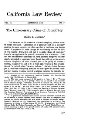 The Unnecessary Crime of Conspiracy