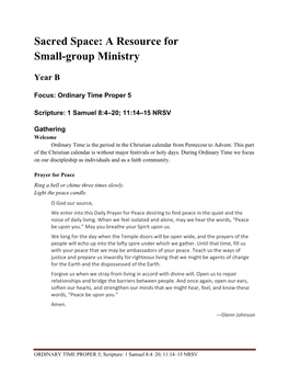 Sacred Space: a Resource for Small-Group Ministry