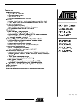 AT40KAL Series FPGA 2818F–FPGA–07/06 AT40KAL Series FPGA