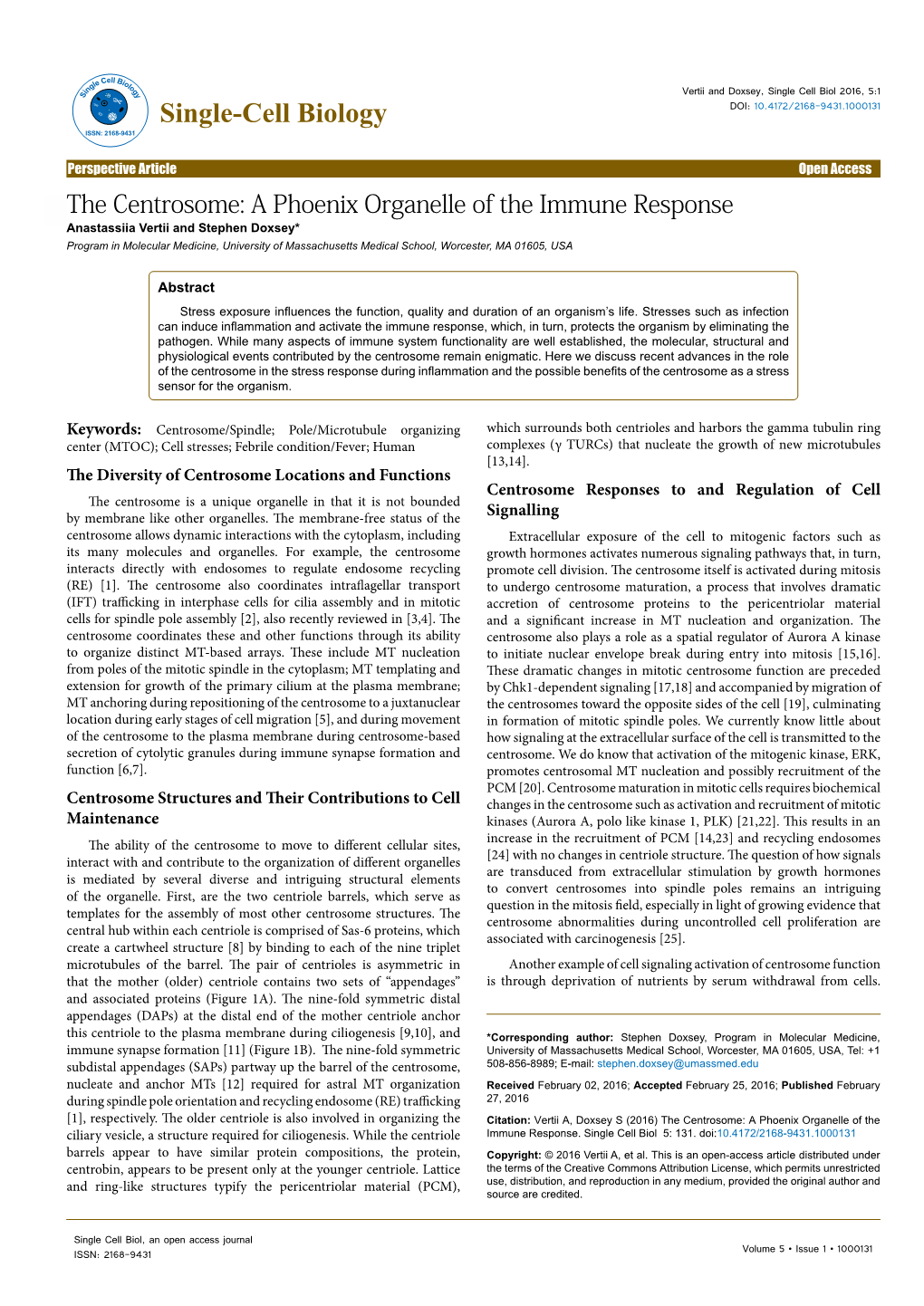 The Centrosome: a Phoenix Organelle of the Immune Response