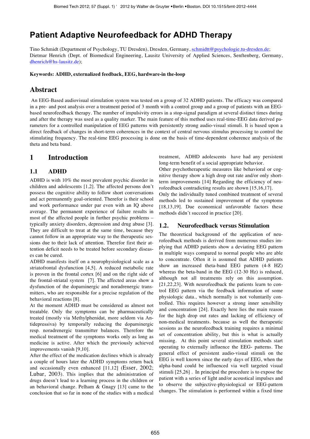 Patient Adaptive Neurofeedback for ADHD Therapy