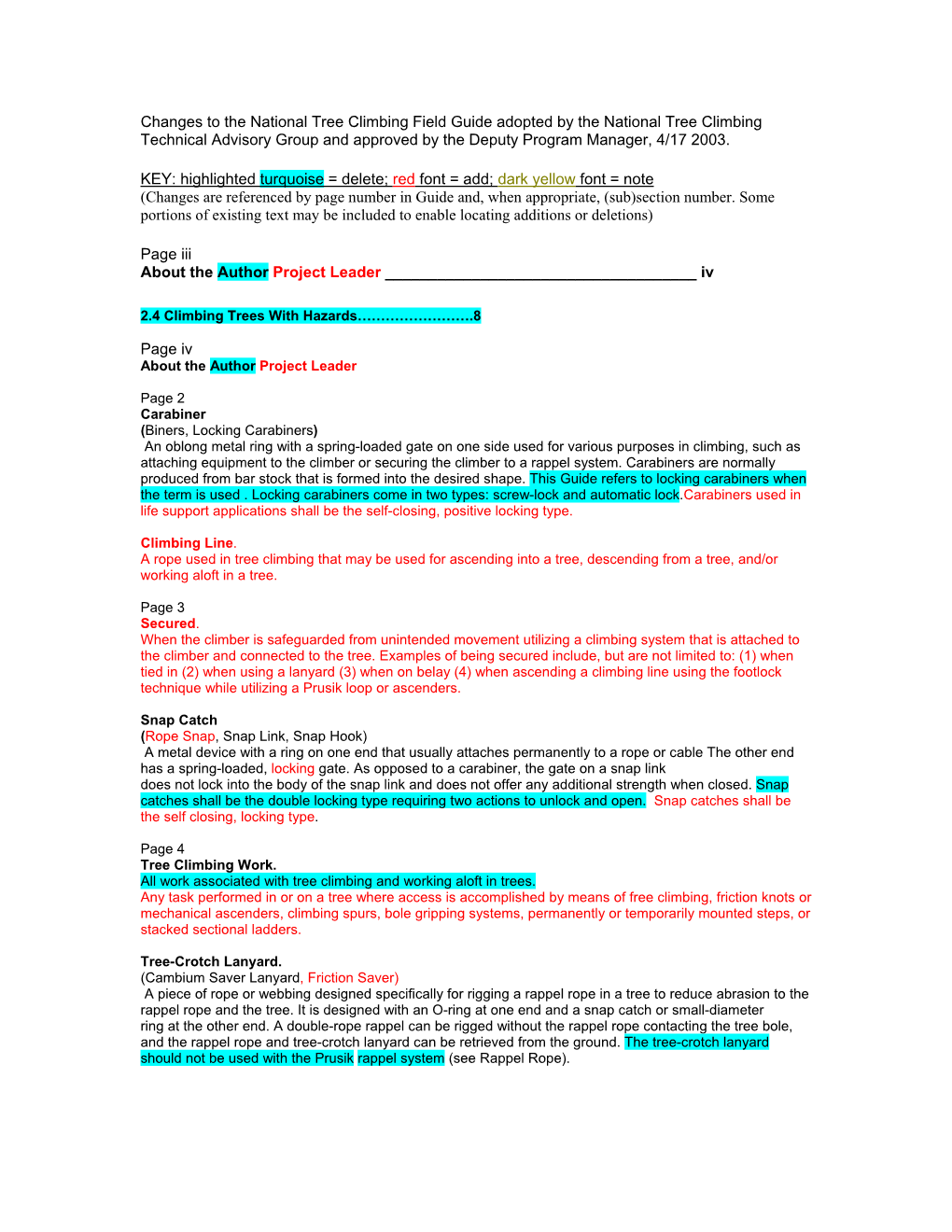 Guide Changes 4-2003