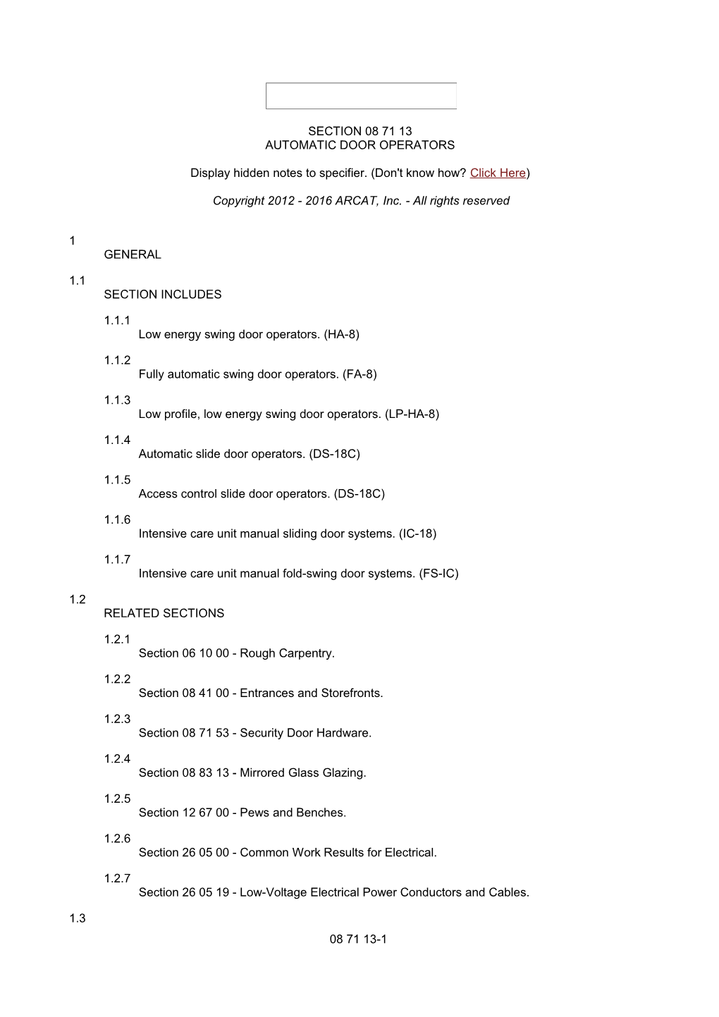 Display Hidden Notes to Specifier. (Don't Know How? Click Here) s46