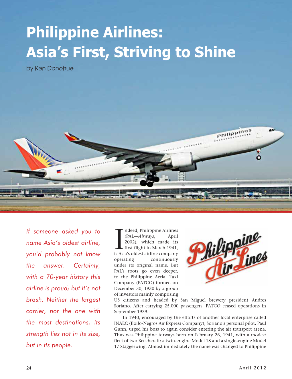 Philippine Airlines: Asia's First, Striving to Shine