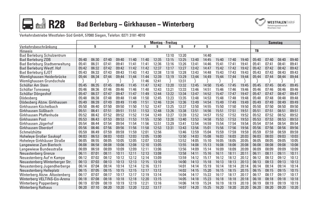 R28 Bad Berleburg − Girkhausen − Winterberg