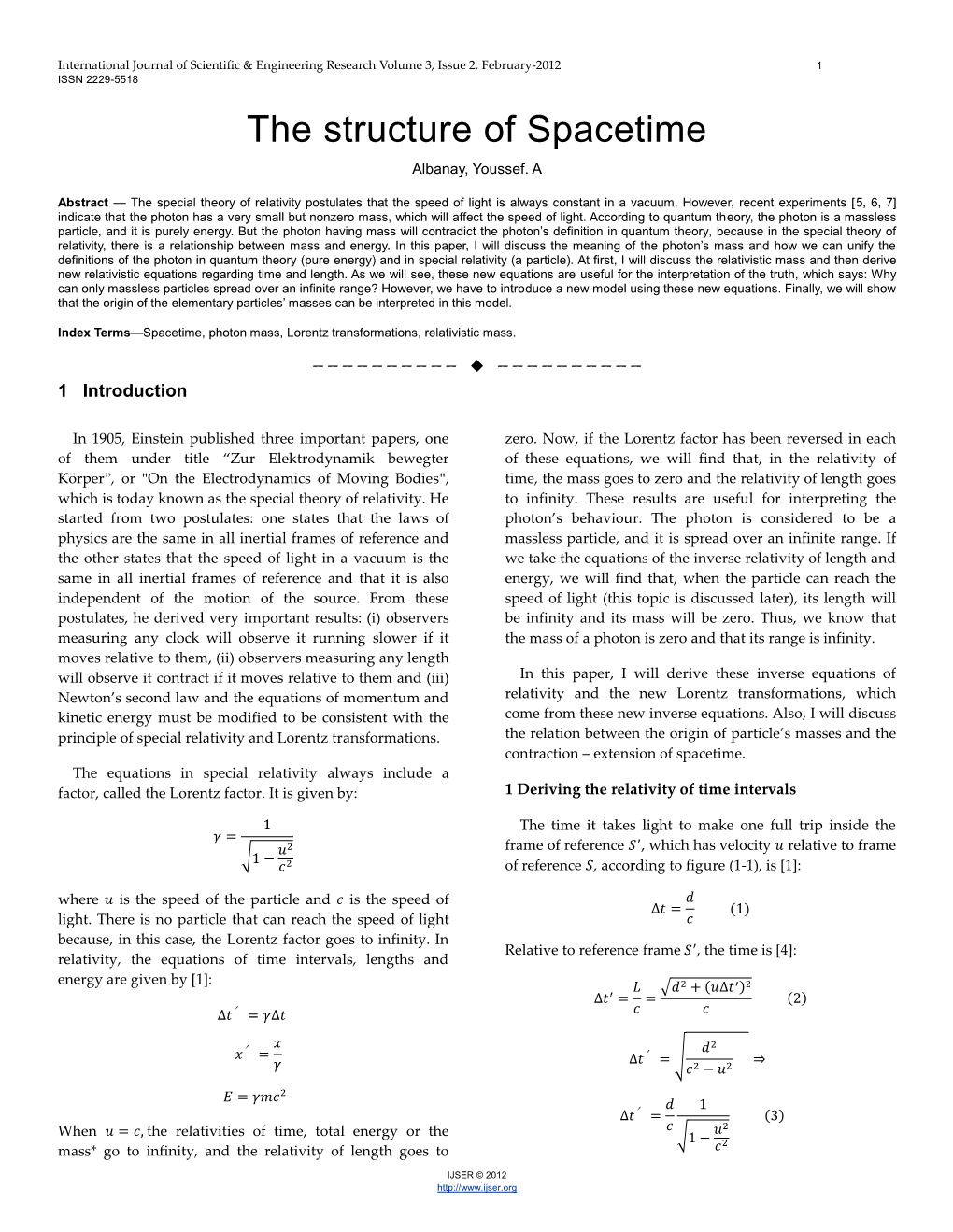 The Structure of Spacetime Albanay, Youssef