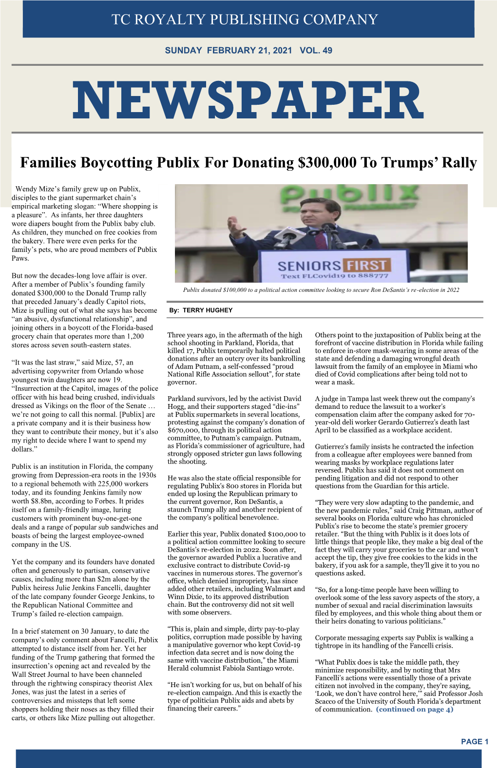 Families Boycotting Publix for Donating $300,000 to Trumps' Rally