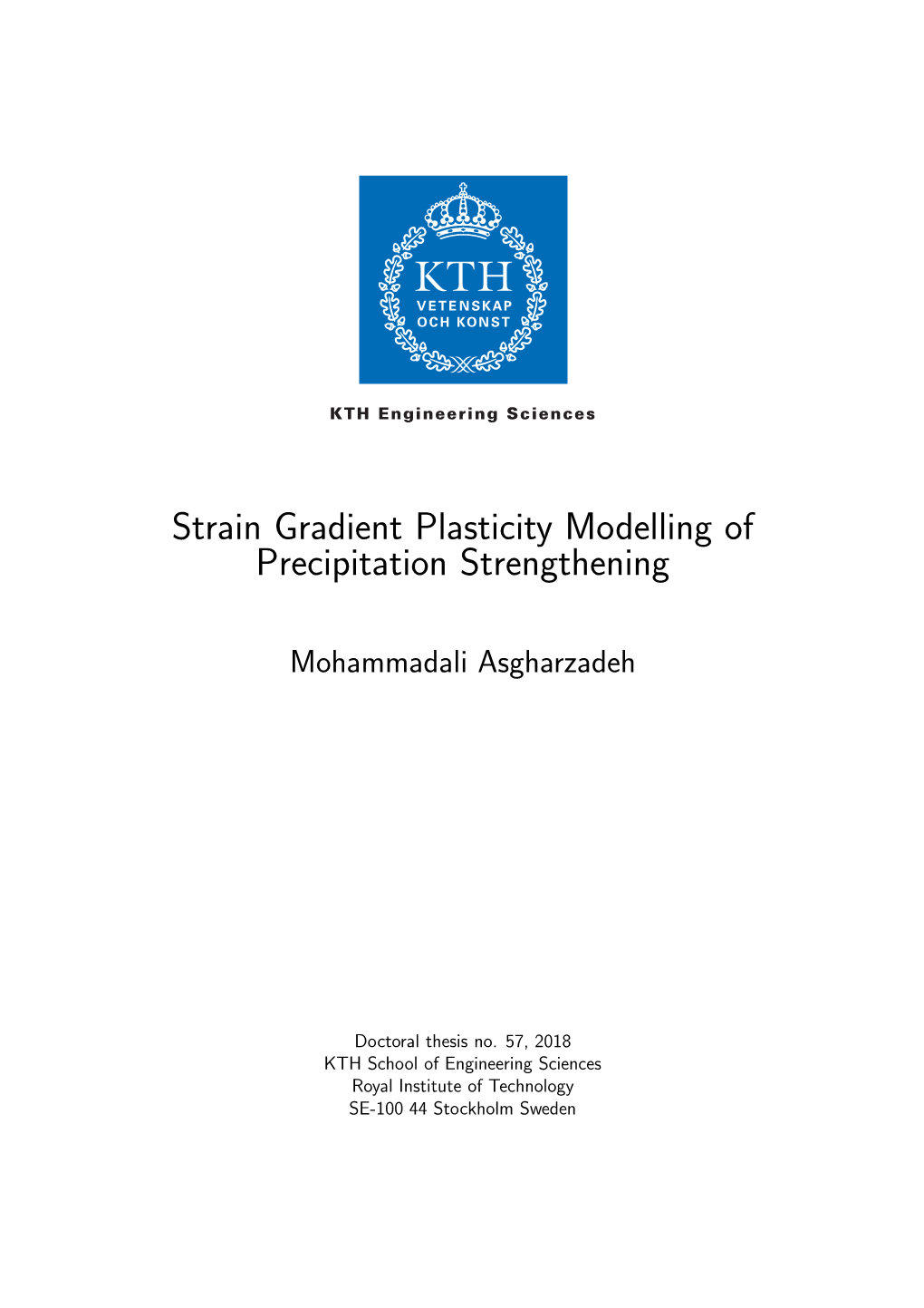 Strain Gradient Plasticity Modelling of Precipitation Strengthening