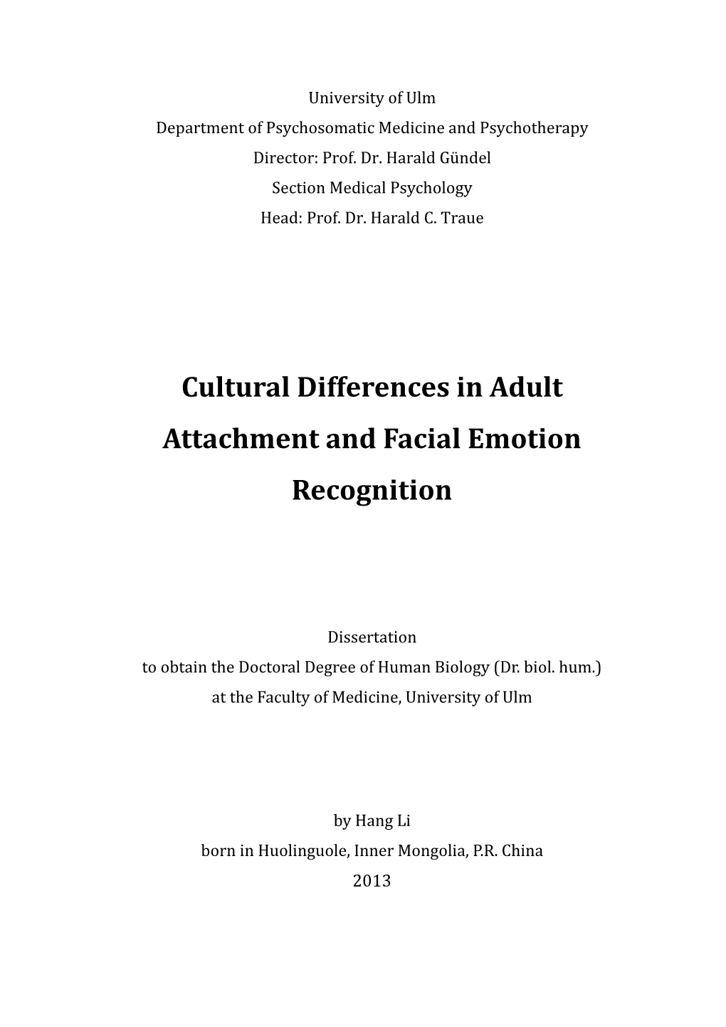 Cultural Differences in Adult Attachment and Facial Emotion Recognition