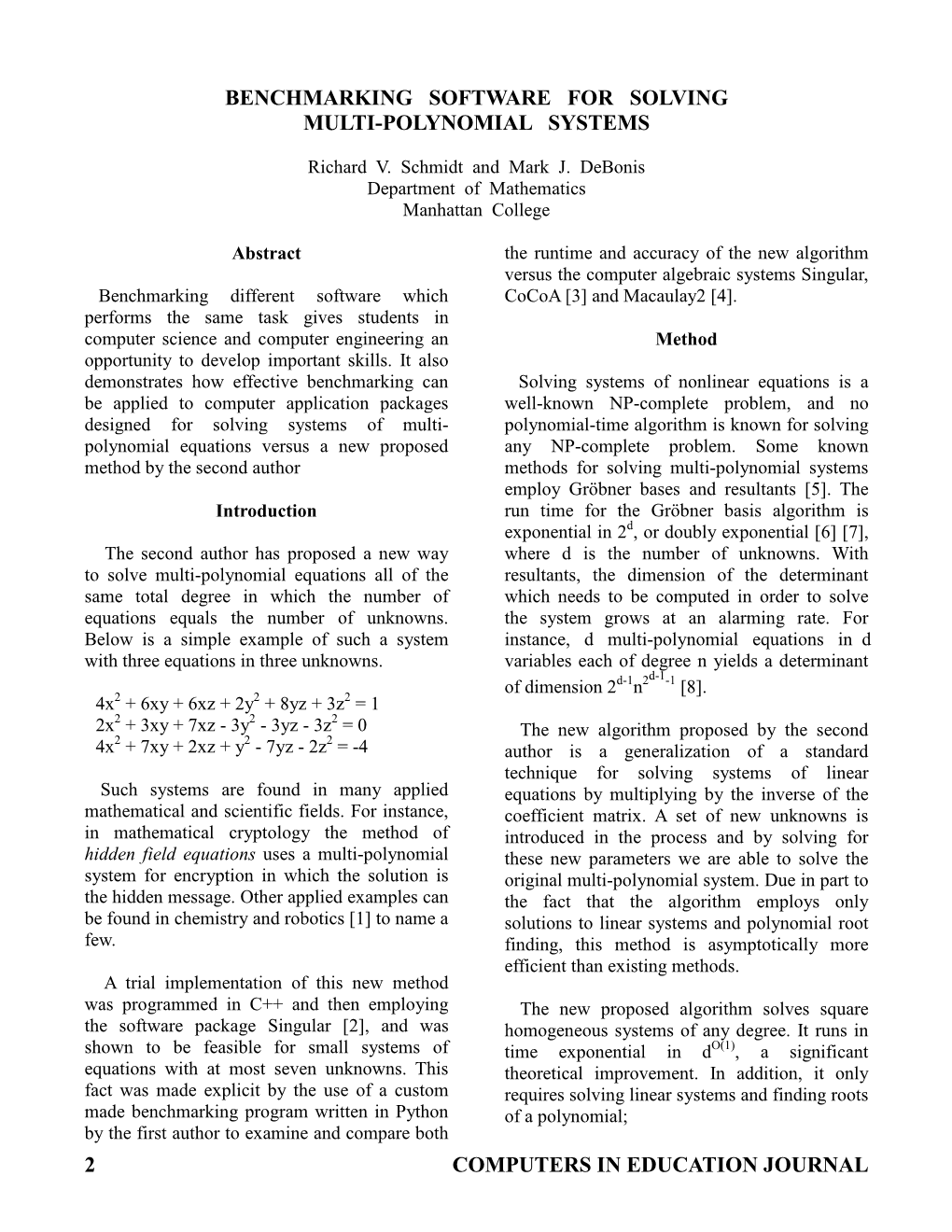 2 Computers in Education Journal Benchmarking