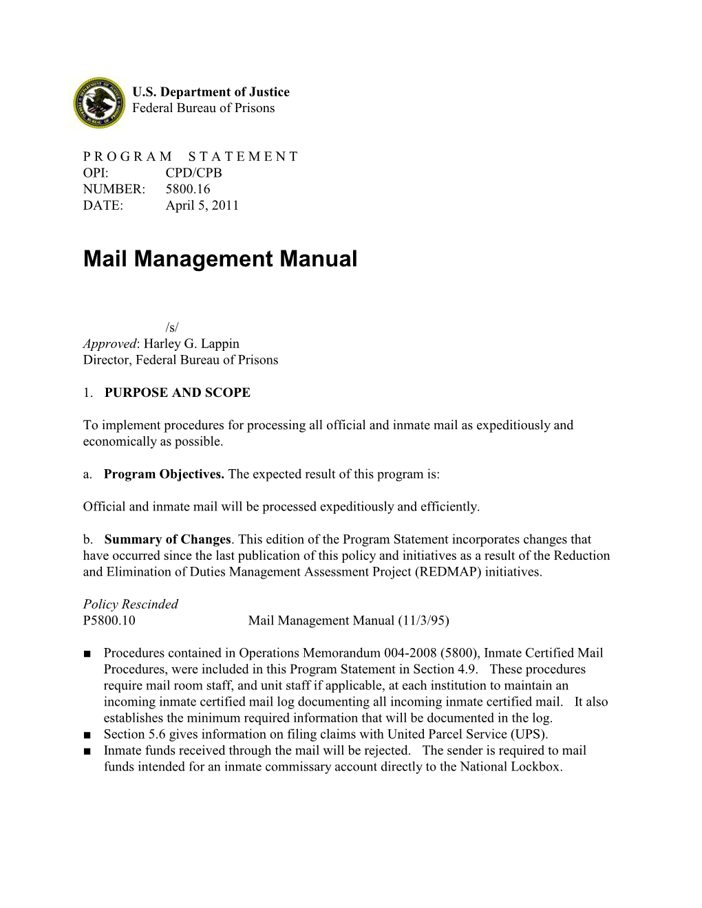 Mail Management Manual
