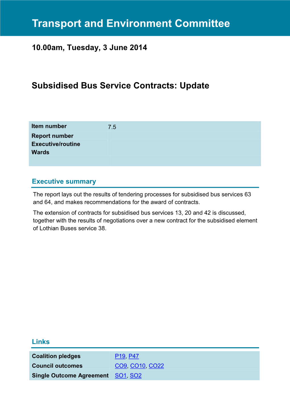 Subsidised Bus Service Contracts: Update