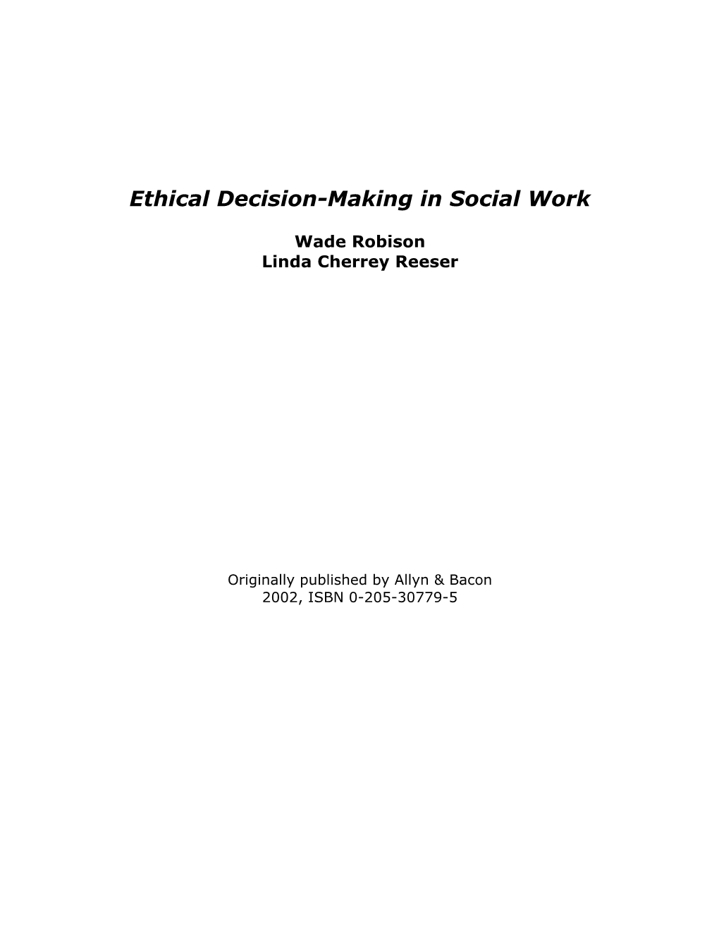 Ethical Decision-Making in Social Work