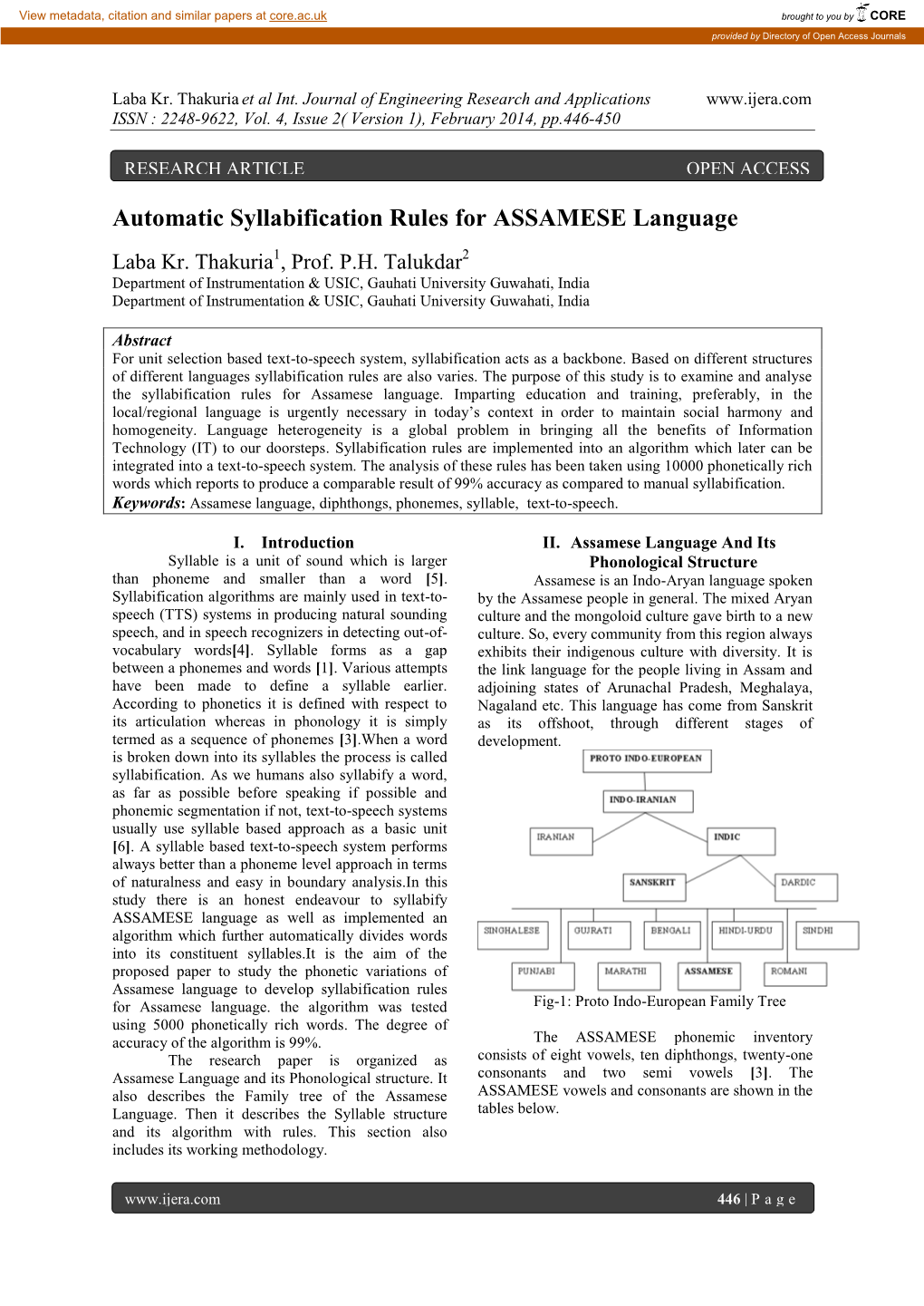 Automatic Syllabification Rules for ASSAMESE Language