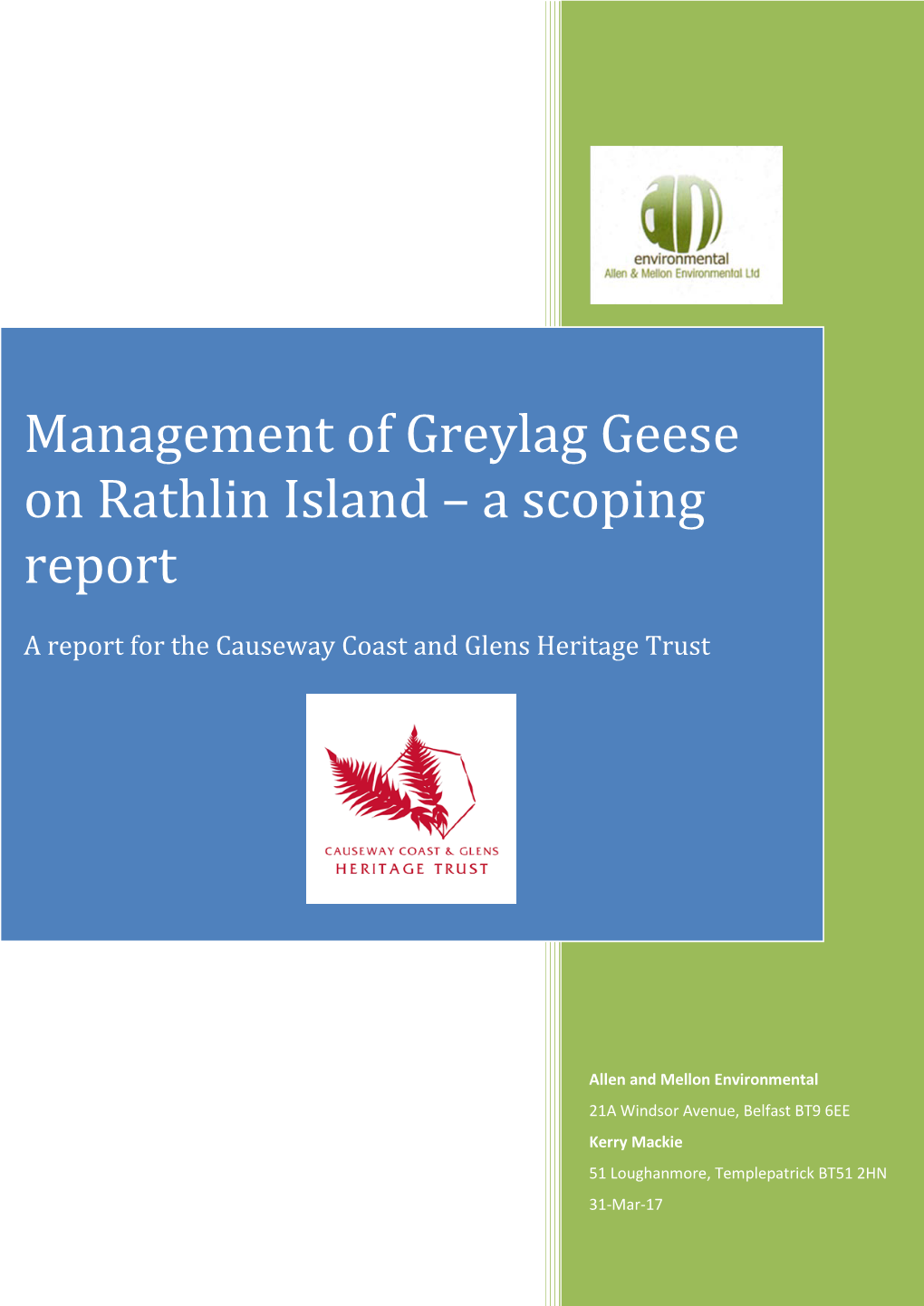 Management of Greylag Geese on Rathlin Island – a Scoping Report