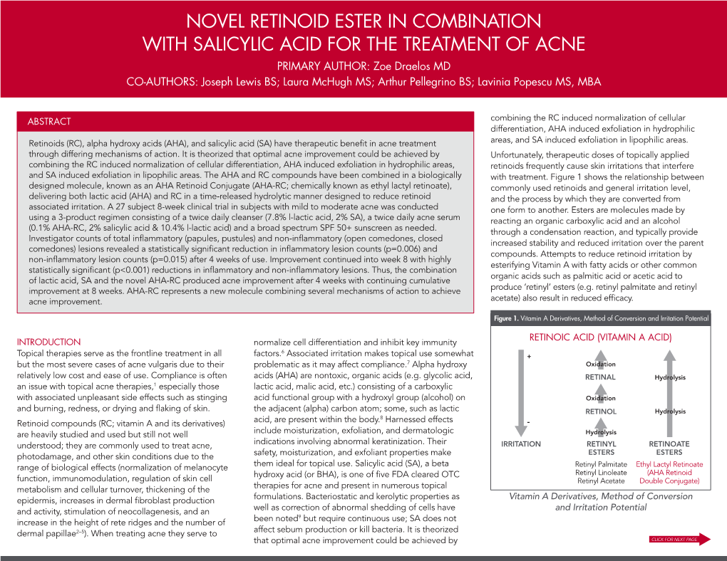 Novel Retinoid Ester in Combination with Salicylic