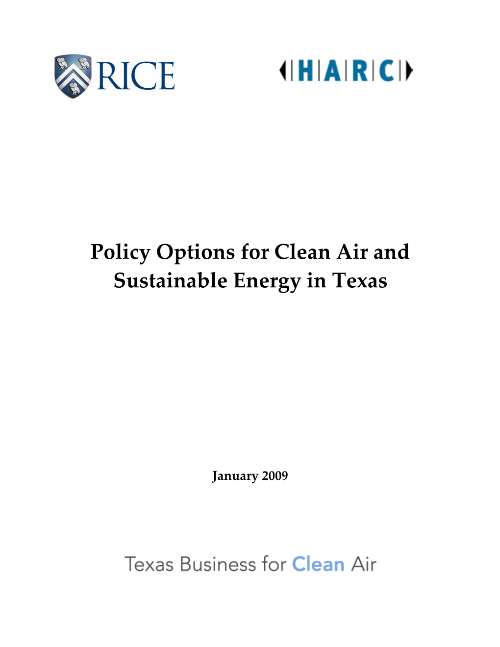 Policy Options for Clean Air and Sustainable Energy in Texas