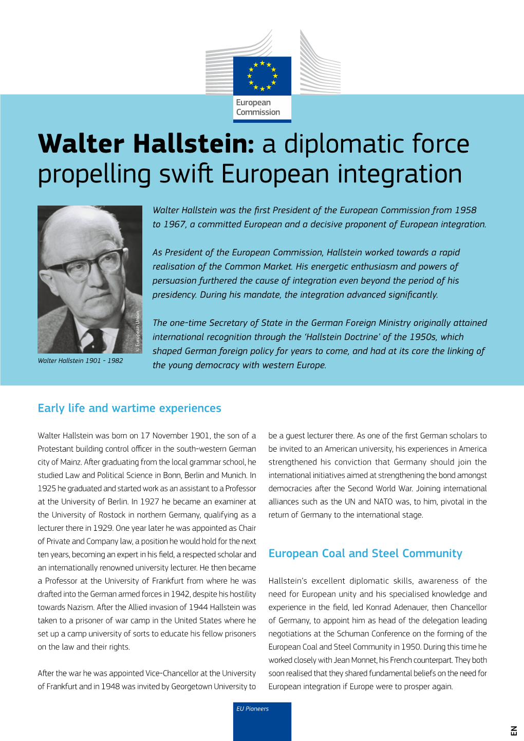 Walter Hallstein: a Diplomatic Force Propelling Swift European Integration