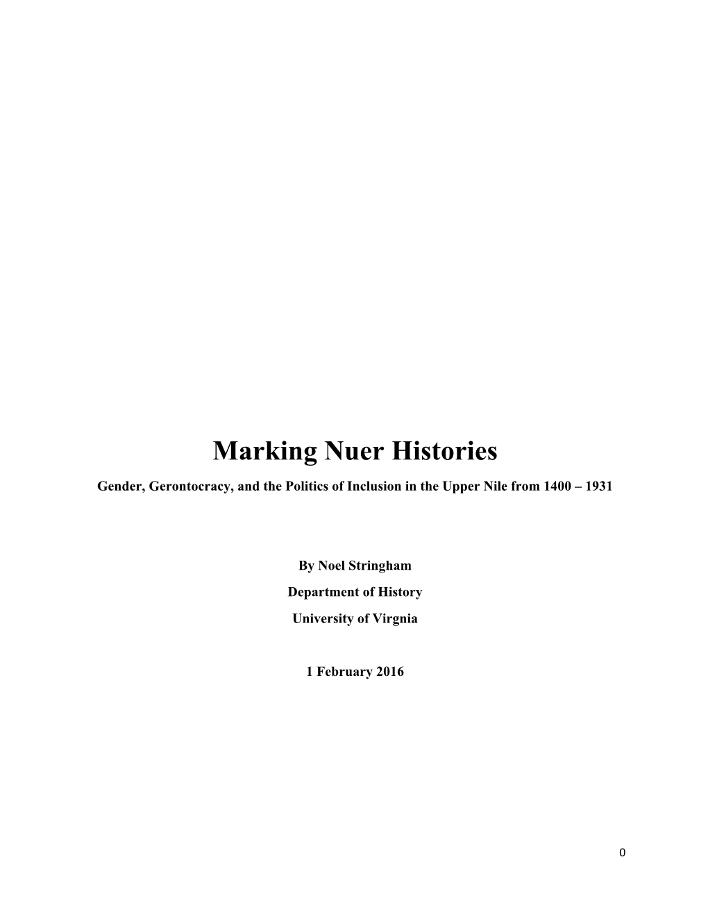 Marking Nuer Histories