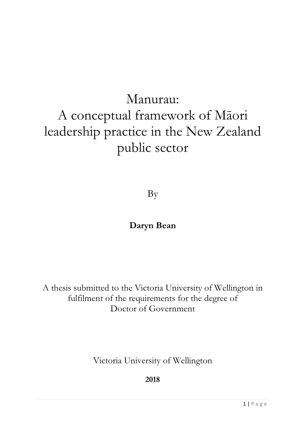 Manurau: a Conceptual Framework of Māori Leadership Practice in the New Zealand Public Sector