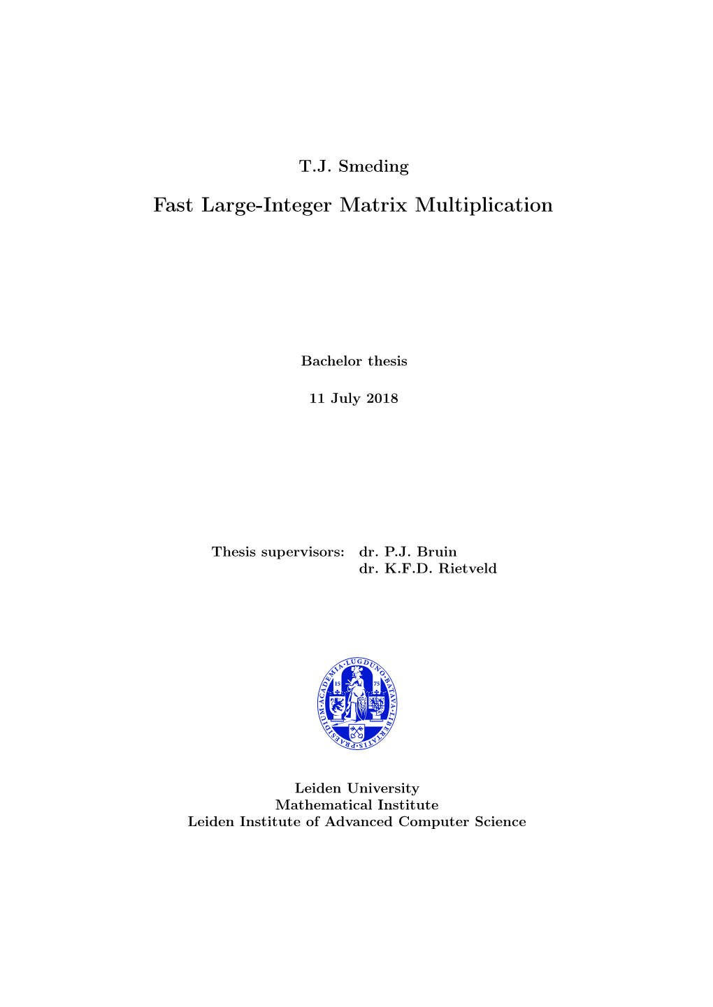 Fast Large-Integer Matrix Multiplication