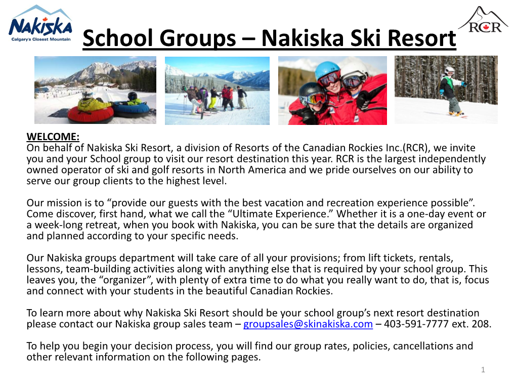 School Groups – Nakiska Ski Resort