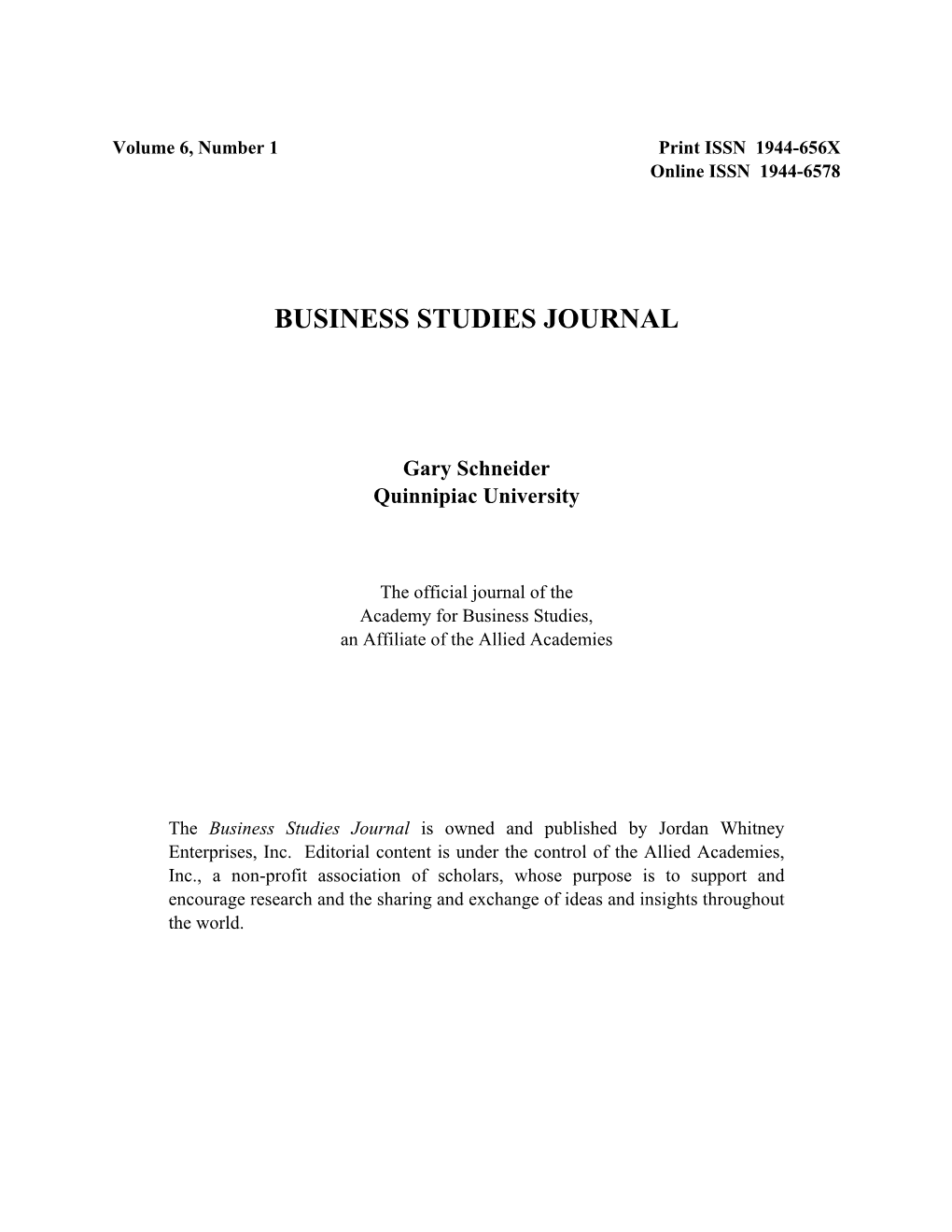 Business Studies Journal