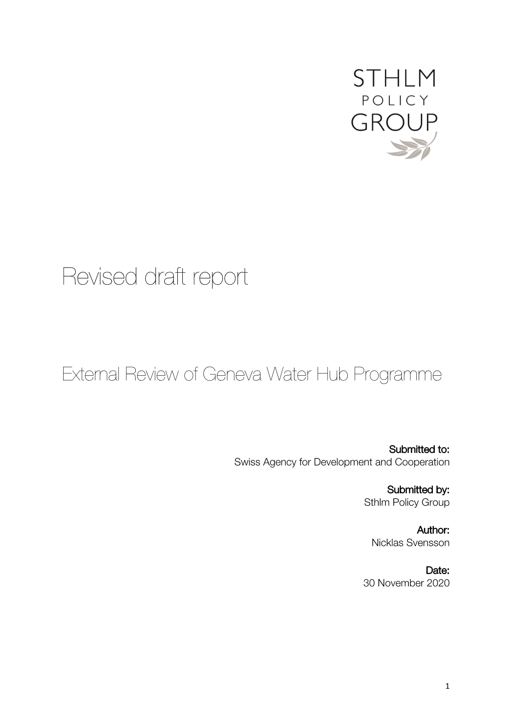 201130 SPG Final Report of Evaluation of Geneva Water