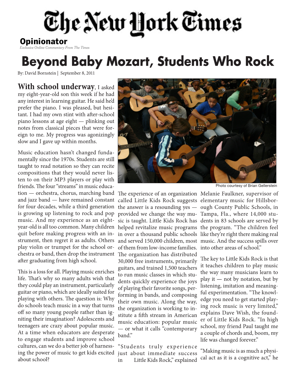 Beyond Baby Mozart, Students Who Rock By: David Bornstein | September 8, 2011