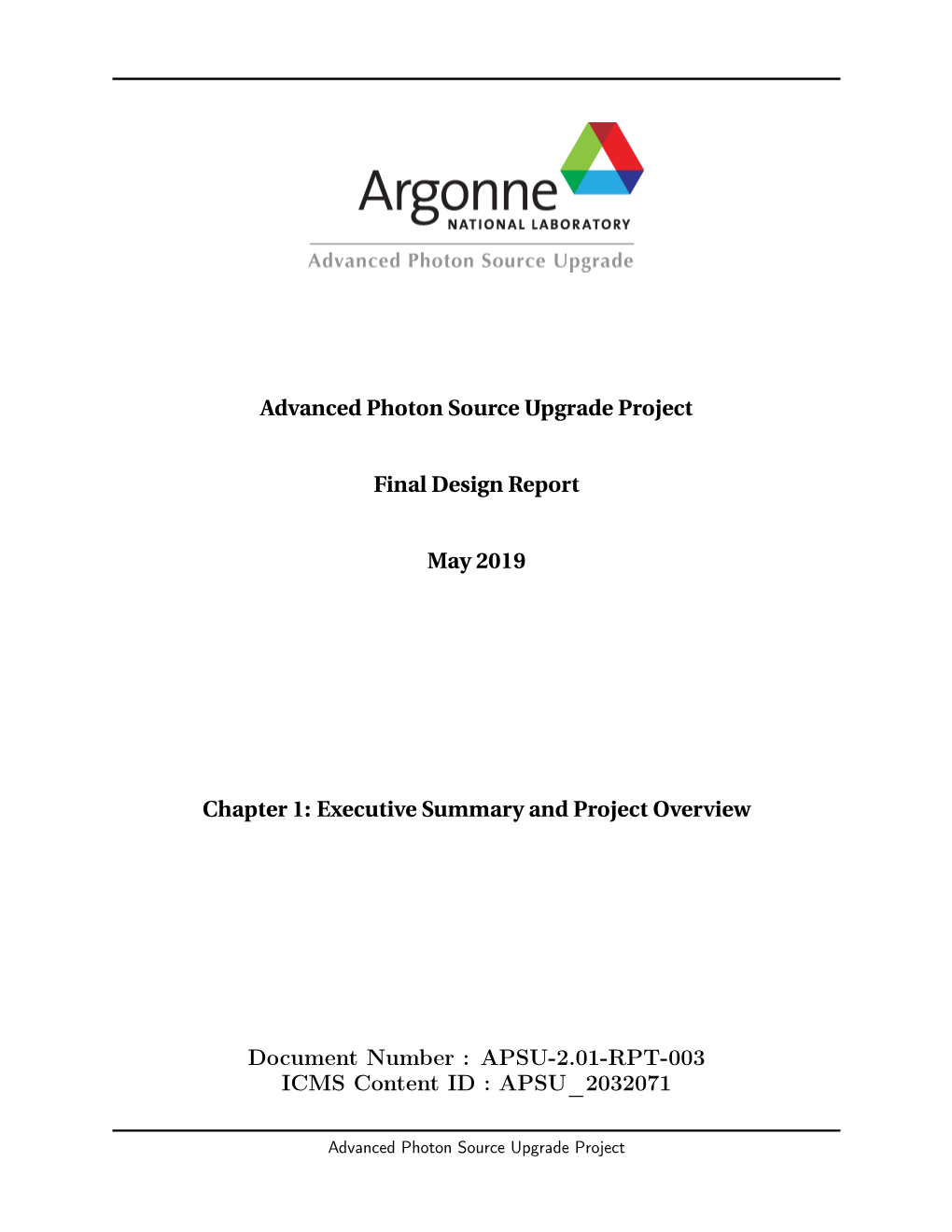 Advanced Photon Source Upgrade Project Final Design Report May