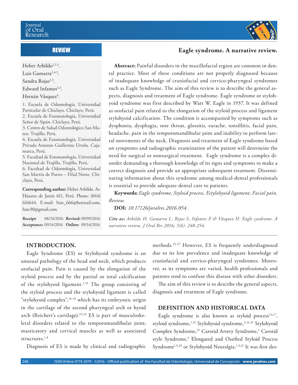 Eagle Syndrome. a Narrative Review