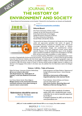 Journal for the History of Environment and Society (Open Access)