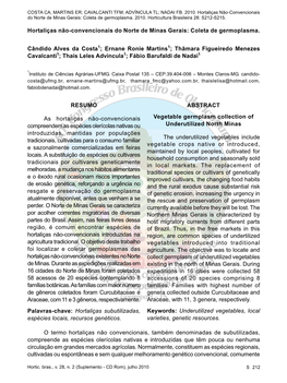Hortaliças Não-Convencionais Do Norte De Minas Gerais: Coleta De Germoplasma