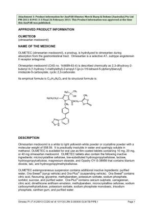 Product Information for Olmetec (Olmesartan Medoxomil)