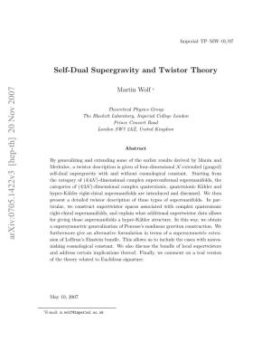 Self-Dual Supergravity and Twistor Theory