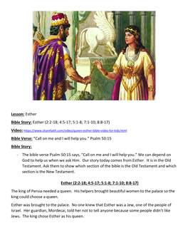 Esther Bible Story: Esther (2:2-18; 4:5-17; 5:1-8; 7:1-10; 8:8-17)