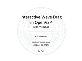 Interacuve Wave Drag in Openvsp