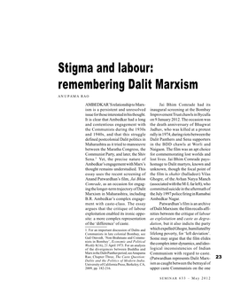 Remembering Dalit Marxism ANUPAMA RAO