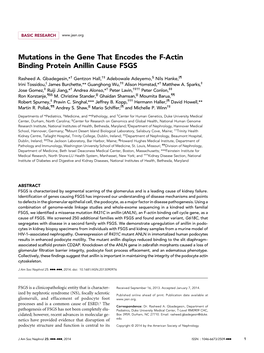 Mutations in the Gene That Encodes the F-Actin Binding Protein Anillin Cause FSGS