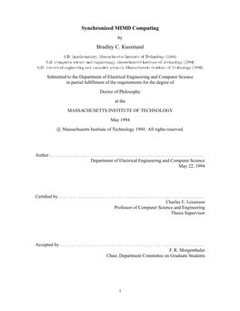 Synchronized MIMD Computing Bradley C. Kuszmaul
