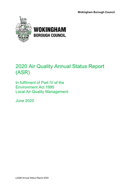 2020 Air Quality Annual Status Report (ASR)