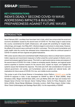India's Deadly Second Covid-19 Wave: Addressing Impacts & Building