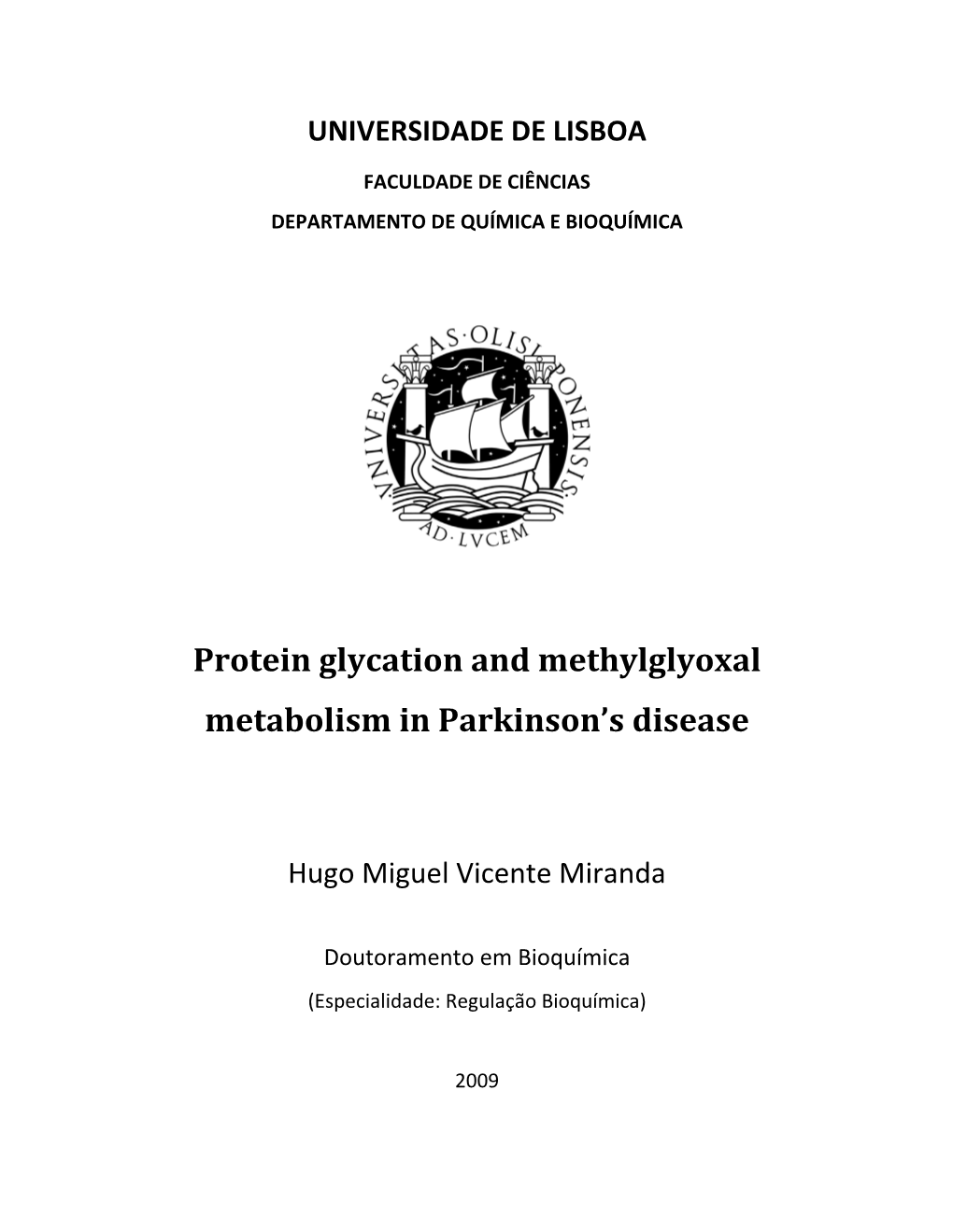 Protein Glycation and Methylglyoxal Metabolism in Parkinson's Disease